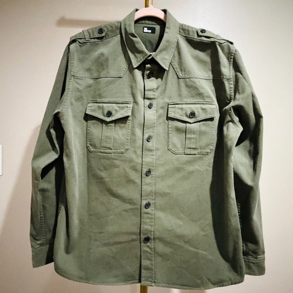 NWT The Kooples Khaki Officer Style Overshirt | Size XL - Army Green - Picture 3 of 8